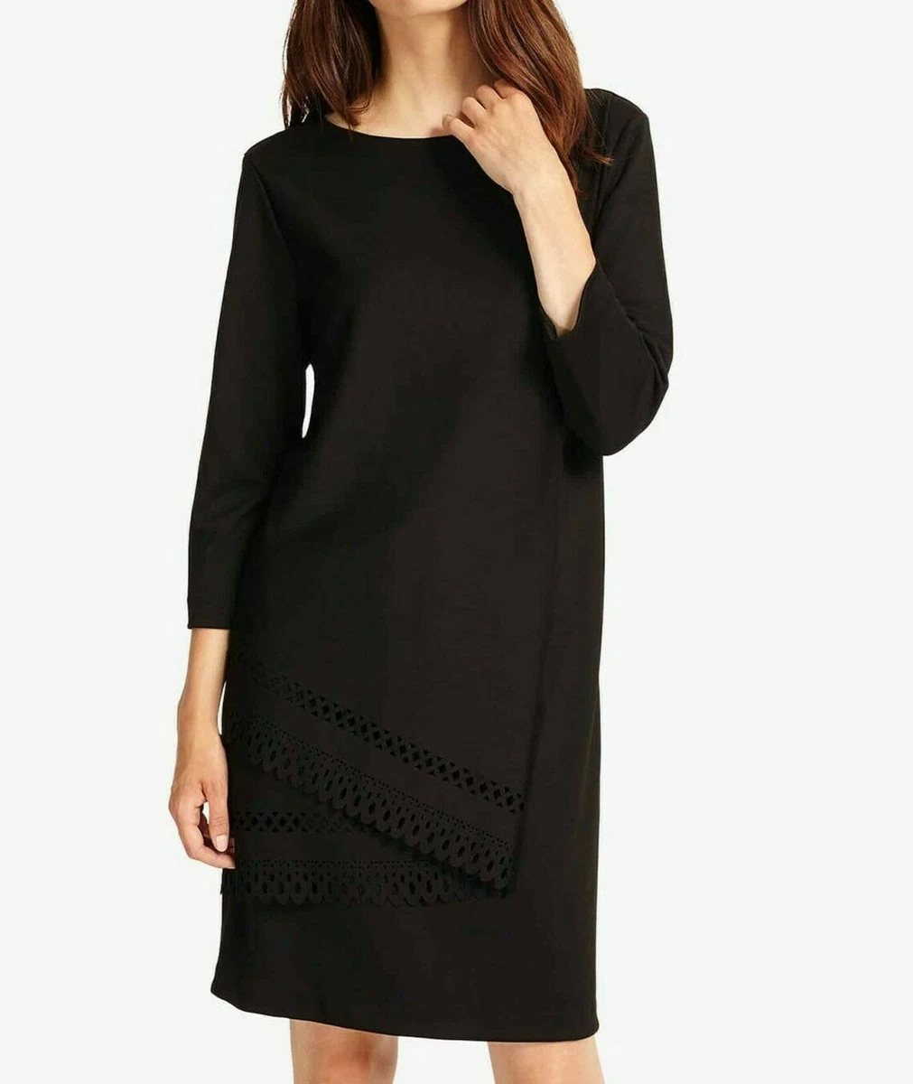 Ex Phase Eight Liza Laser Cut Black Tunic Dress Size 8 18 RRP 89