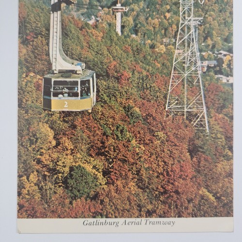 Postal cromada continental vintage de tranvía Gatlinburg Tennessee con vista aérea - Imagen 3 de 6