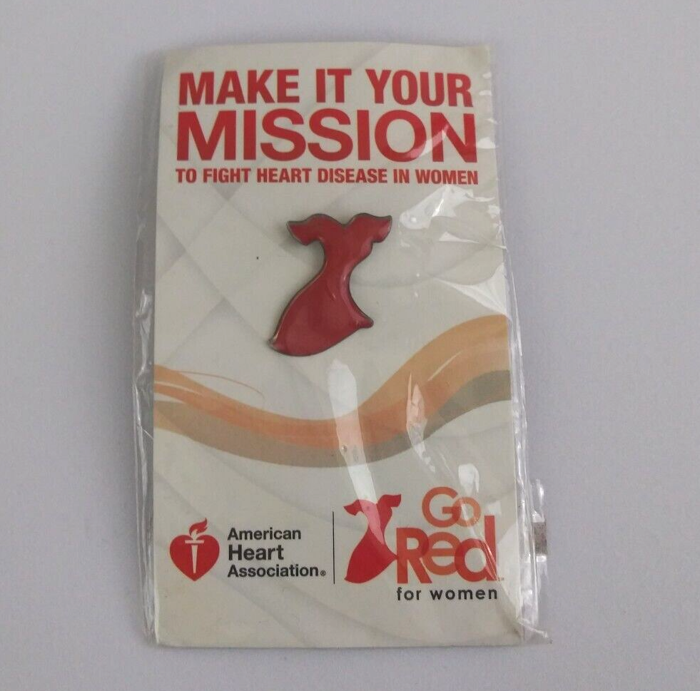 little red dress heart disease New American Heart Disease Little Red Dress Awareness Lapel Hat Pin On Cardboard