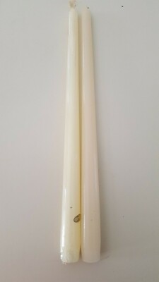 TWO BEIGE TWELVE INCH DINNER CANDLES 