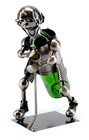 Hockey Player in Pads Metal Wine Bottle Holder Display