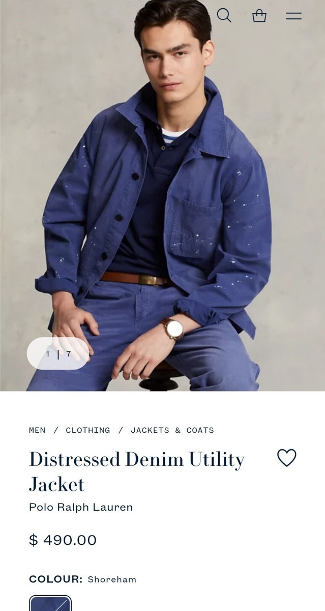 Polo Ralph Lauren Paint Splattered Distressed Denim Utility
