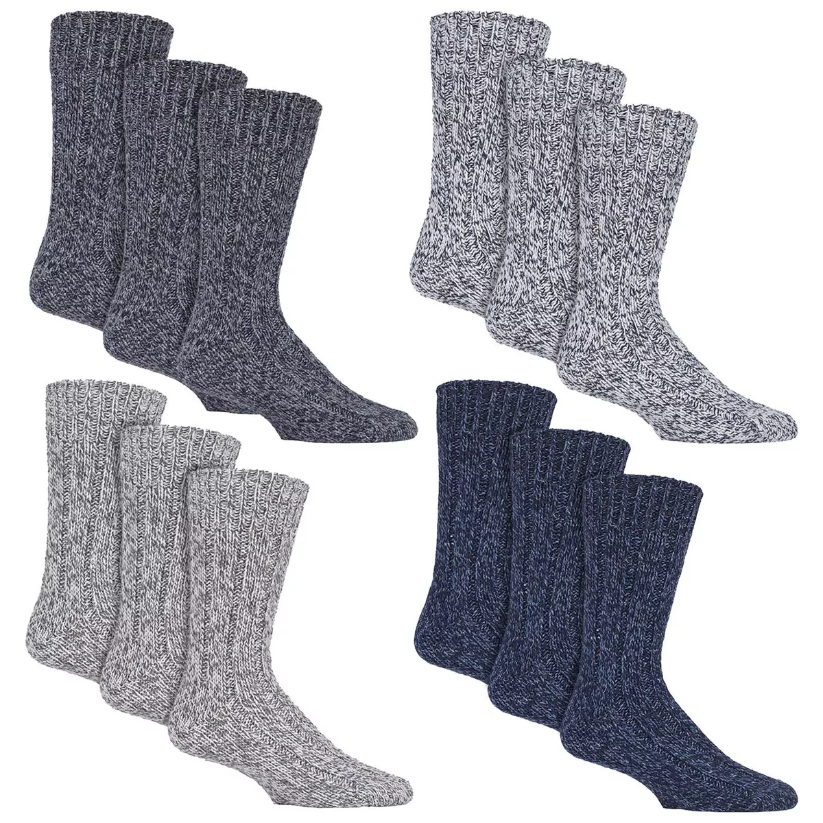 3 Pack Mens Wool Boot Socks Country Pursuit Pennine Walker Socks for Hiking
