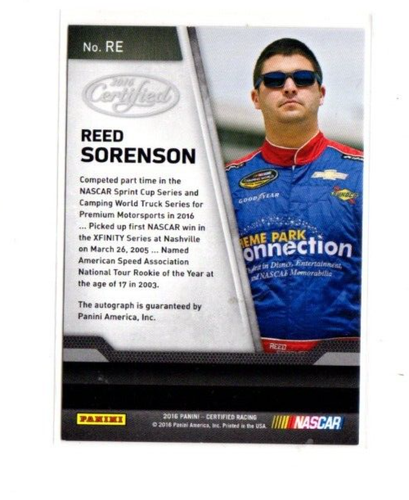 REED SORENSON 2016 NASCAR PANINI AUTOGRAPH CARD 92/100 - Picture 2 of 2