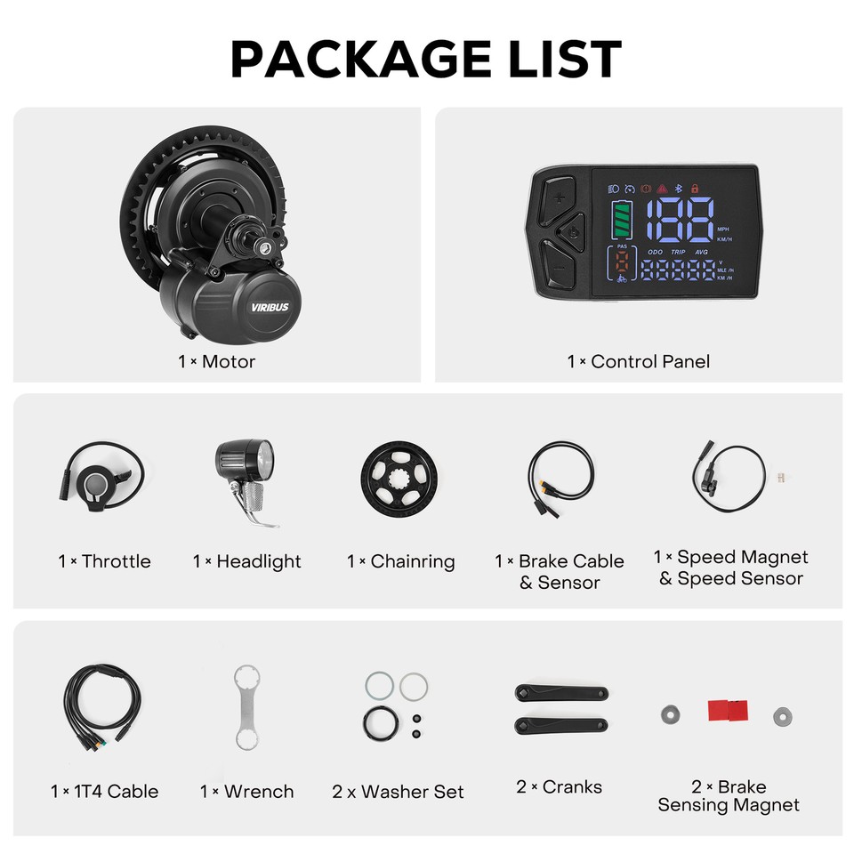 Kit Conversione Bici Elettrica Viribus 750W - Motore Centrale Con Display Per Bici Strada/Città - Foto 7