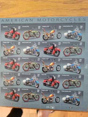 American Motorcycles - Sheet of 20 39 Cent USPS Postage Stamps