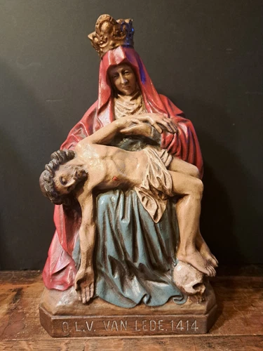 Vintage Belgium Signed A.de Beule Resin Pieta Our lady  Madonna Jesus Statue