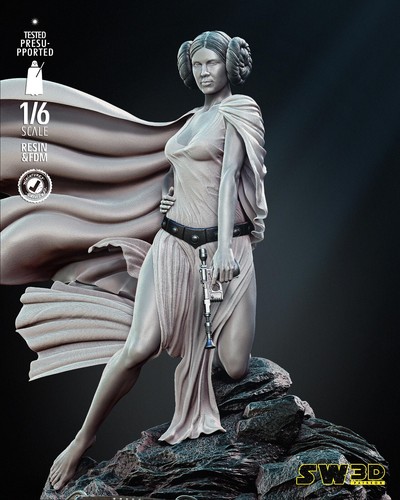 Princess Leia 3D Printed Figure, Iconic Star Wars Rebel Leader Statue, Unpainted - Picture 2 of 7