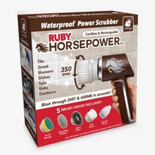 Ruby Horsepower Waterproof Rechargeable Power Scrubber New