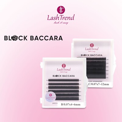 LashTrend BLACK BACCARA  B,C,CC,D,L,M Curl  Wimpernverlängerung Silk Mink Lashes