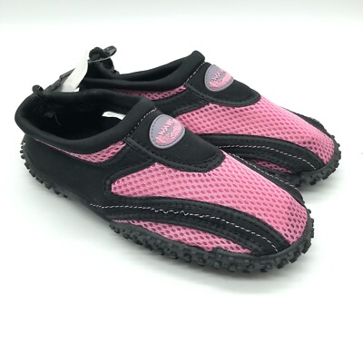 Easy USA Girls Water Shoes Mesh Drawstring Black Pink Size