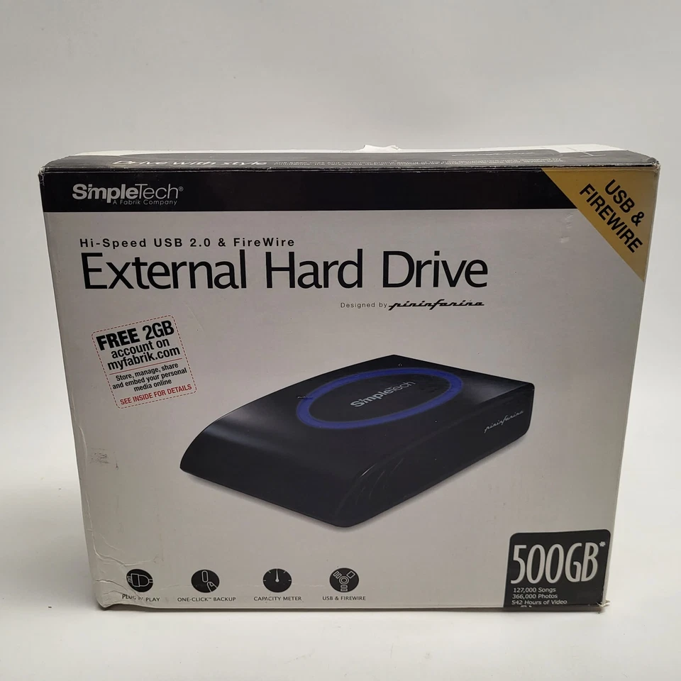 NEW SimpleTech SimpleDrive External Hard Drive 500GB USB 2.0 7200RPM HDD - Image 3 of 4