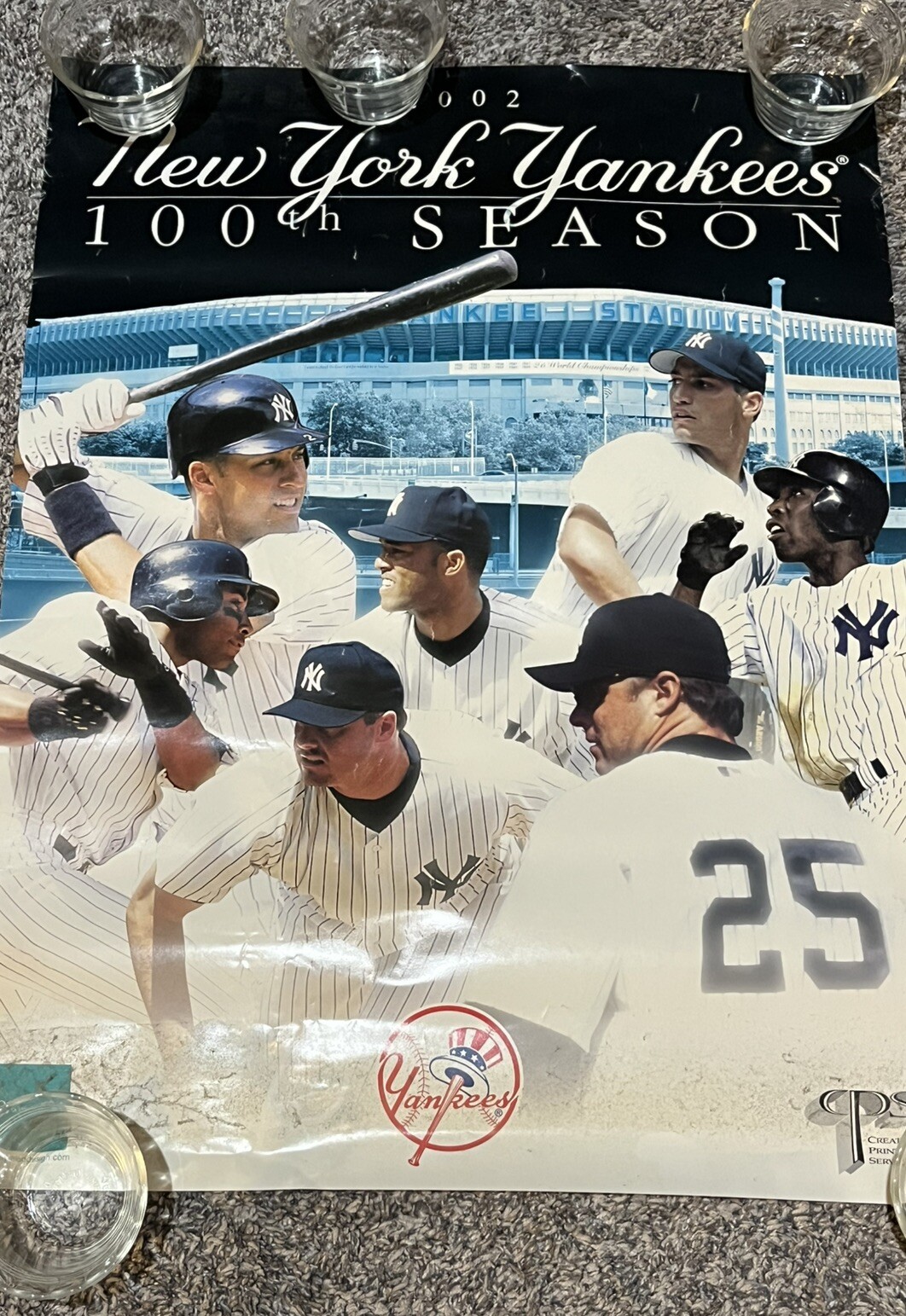 2002 NY Yankees 100th Season Commemorative Poster 24x18 MLB Baseball Collectible