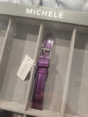 MICHELE 16mm Medium Purple Patent Leather Watch Strap New MICHELE Purple 16 mm Band Width Wristwatch Bands for sale | eBay main image 2