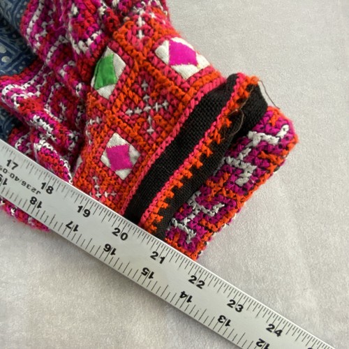 Thai Hmong Black Hemp Tie Front Jacket Handwoven Candle Indigo-dyed Embroidery - Picture 14 of 17