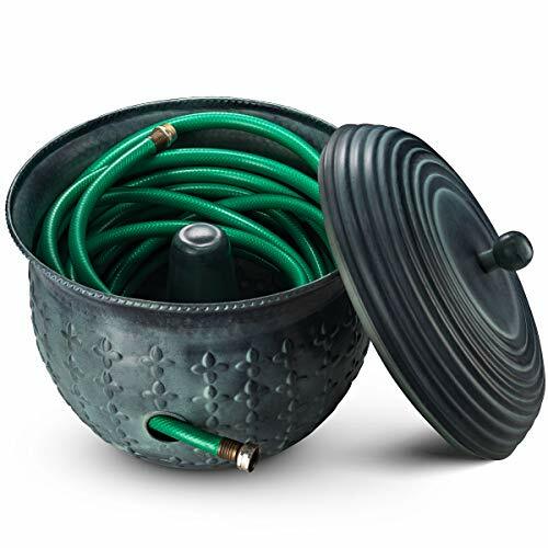 Garden Hose Holder Storage Pot Copper with Bonus Lid Antique Green