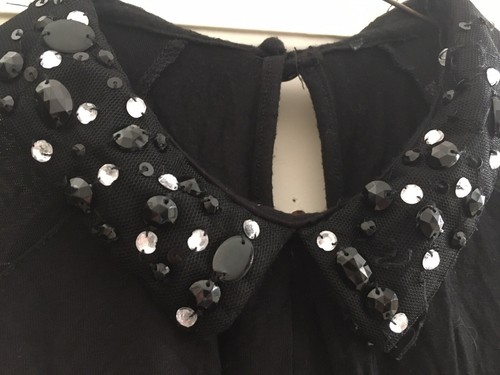 BLACK TOP SIZE 12 With Jewelled Collar - Picture 2 of 4