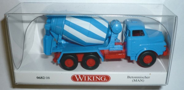 Wiking 068208 Man Hauber 3-Achs Betonmischer 1969 - 1994 Blau/Weiß 1:87 Spur H0-image
