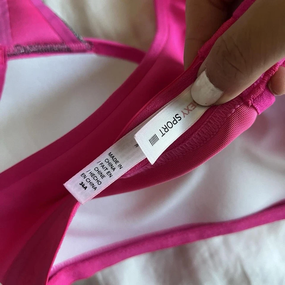 Victoria’s Secret Sport (VSX) Bright Pink and Gray Shimmery Sports Bra  - Image 2 of 4