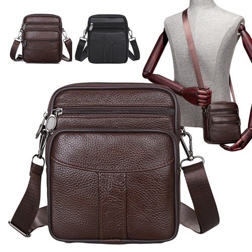 Men's Genuine Leather Shoulder Bag Cross Body Business Fashion Messenger Handbag - Picture 3 of 17