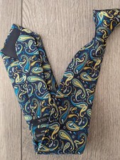 Men’s 100% Silk Necktie Blue & Yellow  Paisley  Pattern  by Lloyd Attree & Smith