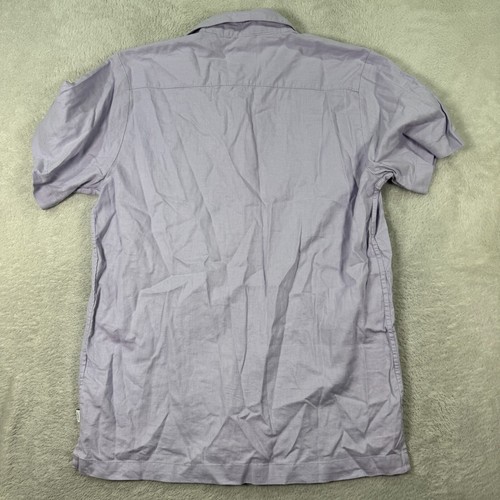 Camicia Onia uomo media viola lino 4 vie elasticizzata manica corta colletto bottoni - Foto 3 di 8