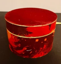 VTG Faberge Flambeau Dusting Powder W Puff Scented Bow Red OG Box Luxury Gift