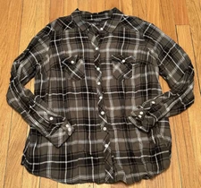 Torrid Green Plaid Button Down Long Sleeve Shirt Plus Size 0