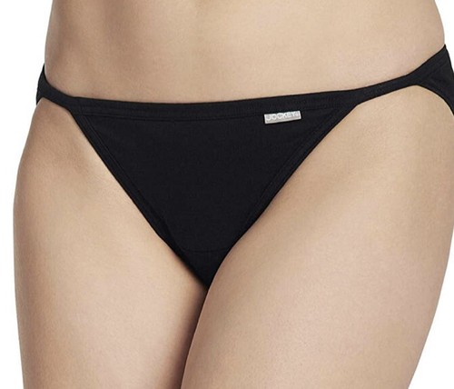 Women Jockey Panty Underwear 3-Pack String Bikinis / Black 100% Cotton Comfort - Picture 2 of 4