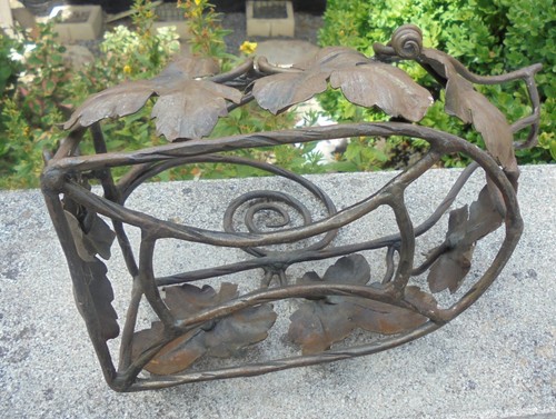 ART DECO PORTE BOUTEILLE FER FORGE MOTIF RAISIN FEUILLES N3729 - Photo 4/4