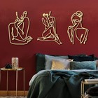 3 Pcs Metal Wall Art Decor Minimalist Abstract Woman Modern, Gold
