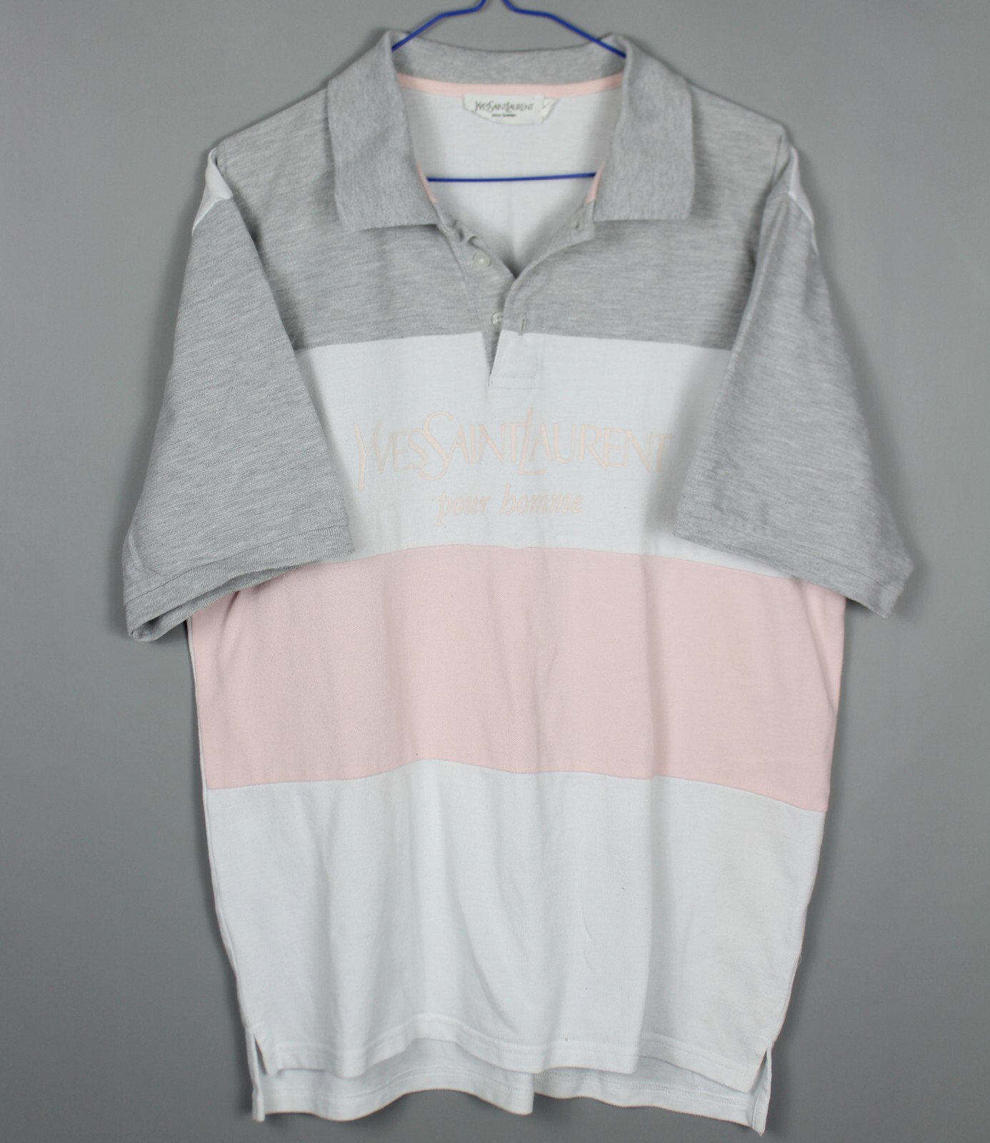 YVES SAINT LAURENT POLO T SHIRT MAGLIA CAMISETA GRANDE LOGO COTONE