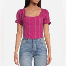 NEW Free People Seratonin Corset Style Top in Raspberry Sherbet Size Large