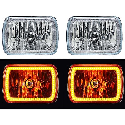 OCTANE LIGHTING 7x6 Inch Amber SMD LED Headlight Assembly - H4 Halogen Bulb, Halo Reflector, 90 Day Warranty (Each)