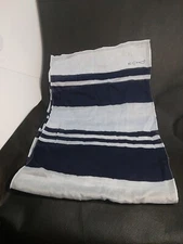 ECHO Navy Blue Grey Striped Rectangle Scarf  Lightweight Fashion Causual Classic