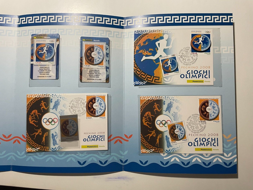 2008 Italy Philatelic Folder Beijing Olympic Games with Silver Foil Stamp - Picture 3 of 4