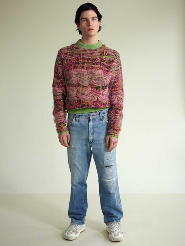 ¡Nuevo! Suéter para hombre ACNE STUDIOS Klement de tul en capas y punto abierto XS - Imagen 22 de 24