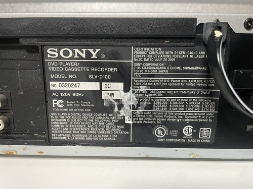 Sony SLV-D100 DVD VCR VHS Hi-Fi Stereo Recorder Player *No Remote, Tested* - Picture 8 of 8