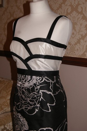 Michel Ambers Designer Black White Dress Party Occasion NWOT UK 10 US 6 £299 - Picture 4 of 7