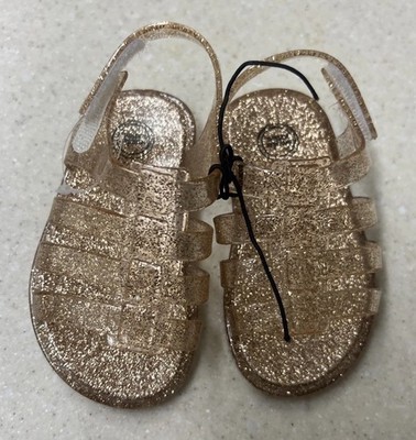 Gold Glitter Jelly Sandals Toddler Girl Summer Shoes
