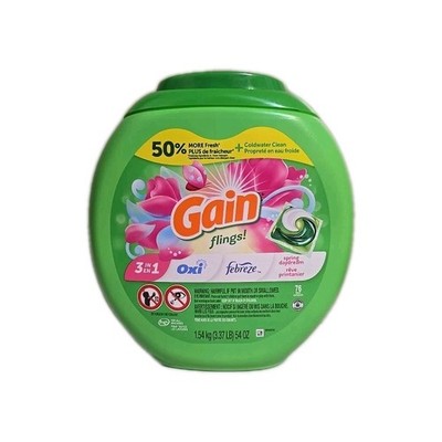 Gain Flings Laundry Detergent Flings HE Compatible 76ct  Long Lasting Scent