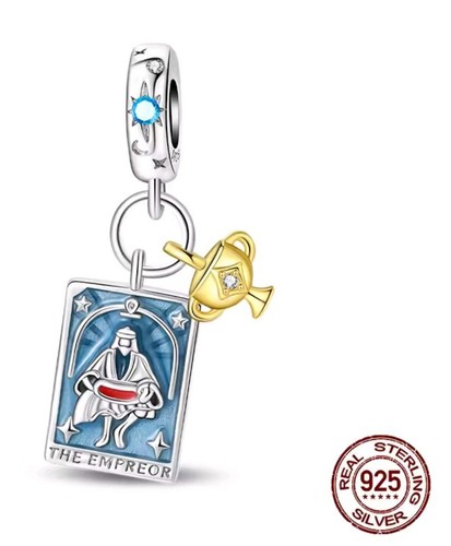Tarotkarte Charm "Der Kaiser" S925 Sterlingsilber + KOSTENLOSES ARMBAND UK-Verkäufer