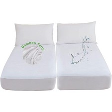 Waterproof Split California King Mattress Protector for Adjustable Bed Noisel...