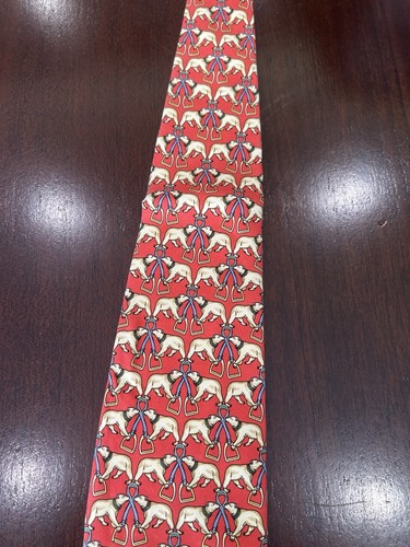 Cravatta Brooks Brothers seta orsi polari made in USA stampa animalier rossa vintage - Foto 2 di 3