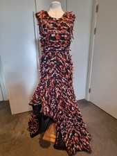 Alexander McQueen Fringed Tweed Asymmetric Maxi Dress Multi-Colour IT 38