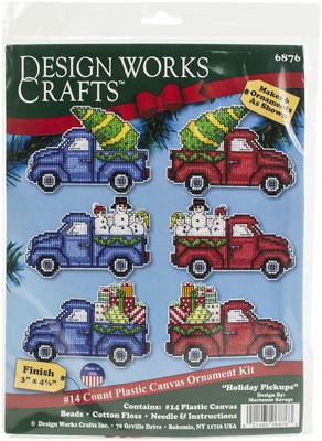 Design Works Kunststoff Leinwand Ornament Kit 3''x4'' 6er Set - Urlaub Pickups (14 Stück