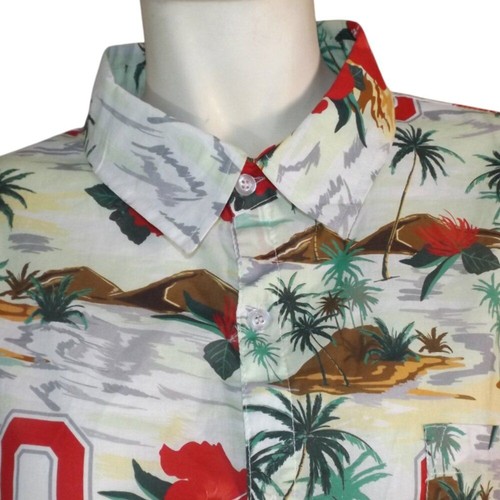 OHIO STATE Shirt, 2XL, Hawaiian/Floral Camp, short sleeves, Button front, Pocket - Picture 2 of 12