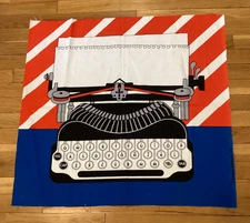 Int'l Printworks Fabric Wallhanging   TYPEWRITER Vintage Mid Century Art Deco