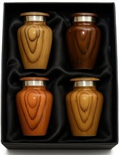 Metallic Wooden Print Small Urns for Human Ashes Keepsake - Mini Urn for Ashes