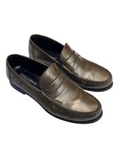 Dolce & Gabbana D&G Gold Patent Leather Penny Loafers Size 9
